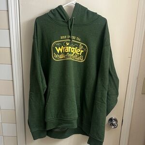 Wrangler Forest Green Hoodie with Yellow Logo
